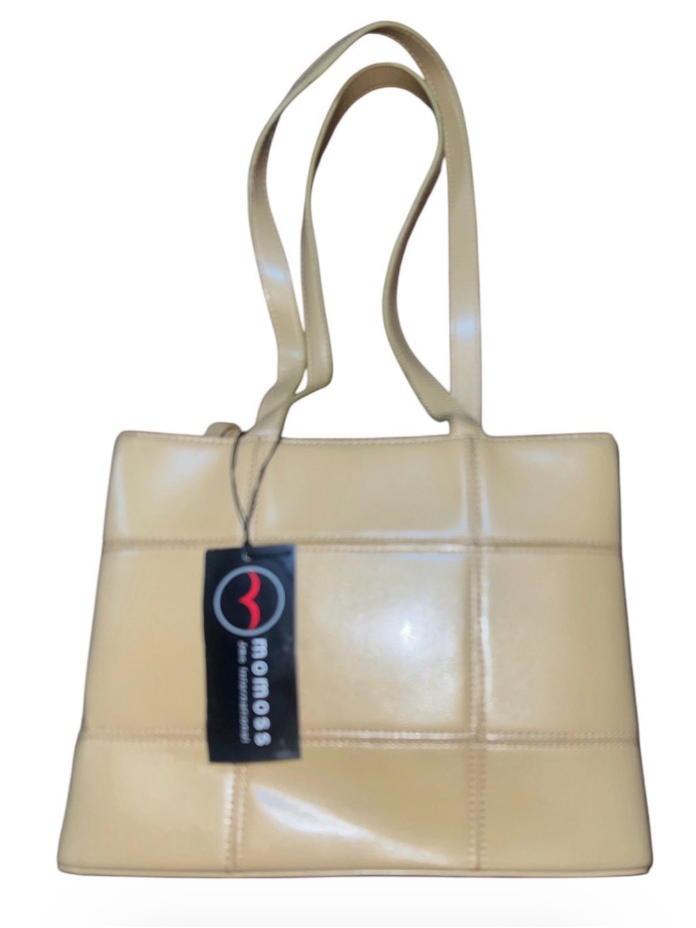 NWT Momoss Cream Paneled Structured Tote Shoulder Bag